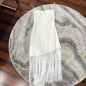 Lulu's Ivory Fringe Midi Dress